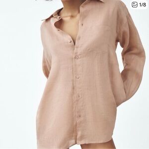 Zara Women's Button Down Shirt in Light Pink